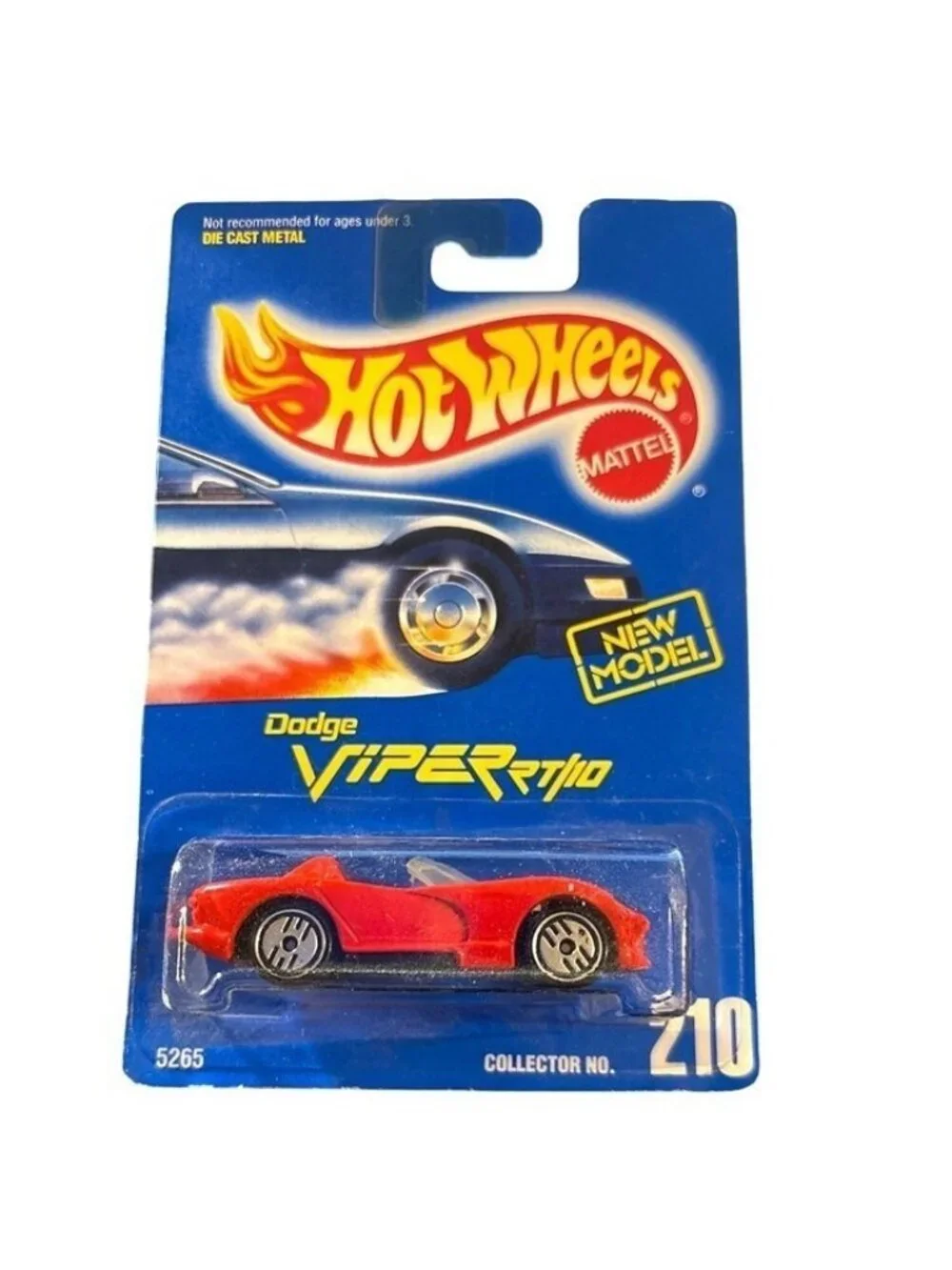 Vintage Hot Wheel Die Cast 1993 Dodge Viper RT/10 Collector No. 210 Red Car NEW